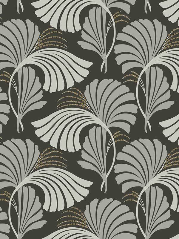 Dancing Leaves wallpaper in black color - pattern number DT5134 - by Candice Olson in the After Eight collection