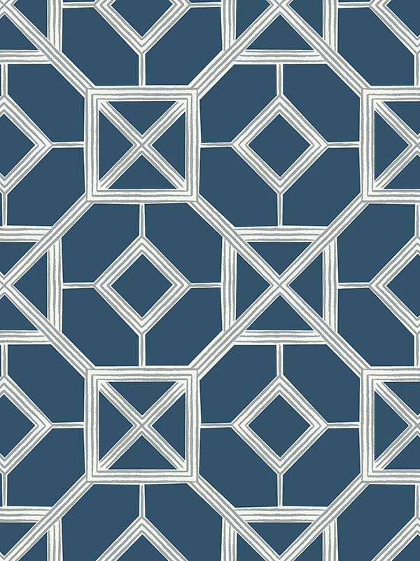 Livia Trellis fabric in dark blue color - pattern number 4014-26411 - by A Street Prints in the Seychelles collection