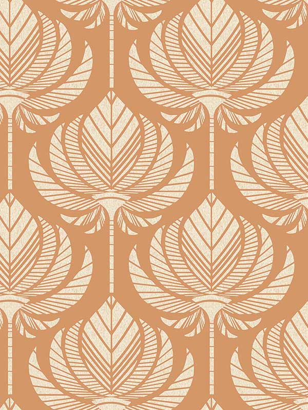 Palmier Lotus Fan fabric in orange color - pattern number 4014-26423 - by A Street Prints in the Seychelles collection