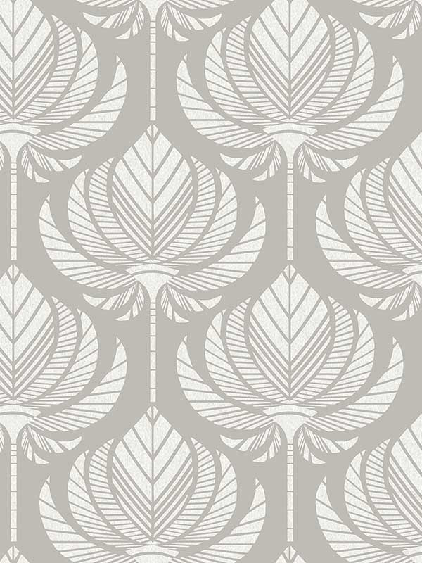 Palmier Lotus Fan fabric in grey color - pattern number 4014-26425 - by A Street Prints in the Seychelles collection