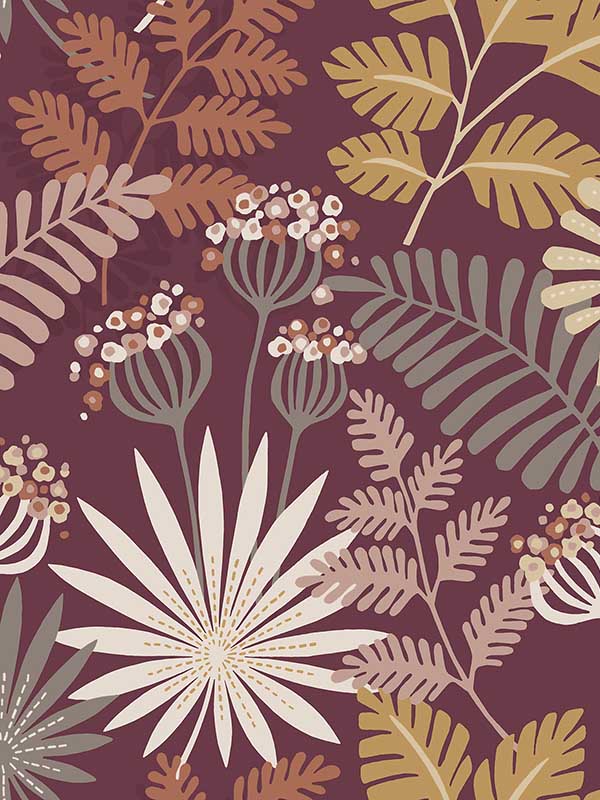 Praslin Botanical fabric in merlot color - pattern number 4014-26449 - by A Street Prints in the Seychelles collection