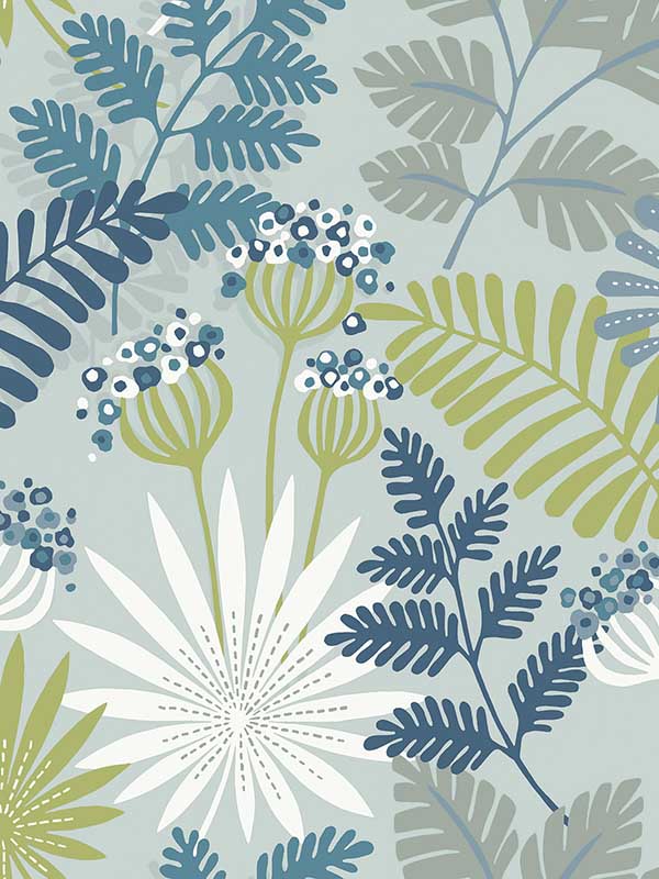 Praslin Botanical wallpaper in sky blue color - pattern number 4014-26450 - by A Street Prints in the Seychelles collection