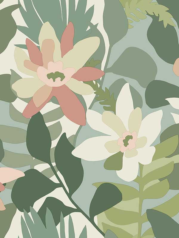 Koko Floral wallpaper in green color - pattern number 4014-26452 - by A Street Prints in the Seychelles collection