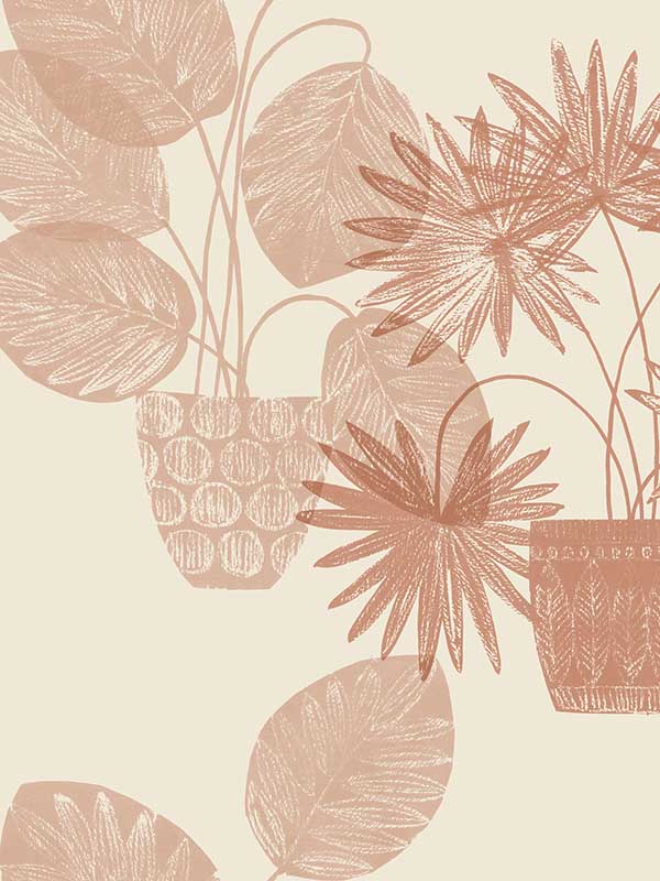 Aida Potted Plant fabric in pink color - pattern number 4014-87556 - by A Street Prints in the Seychelles collection