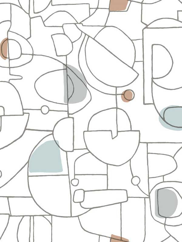 Fauvist Peel and Stick fabric in blue brown color - pattern number PSW1224RL - by York in the Risky Business Vol III Peel and Stick Wallpaper collection