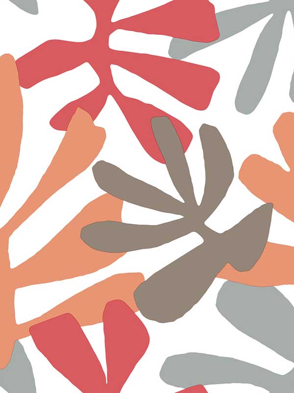 Kinetic Tropical Peel and Stick fabric in coral and beige color - pattern number PSW1240RL - by York in the Risky Business Vol III Peel and Stick Wallpaper collection
