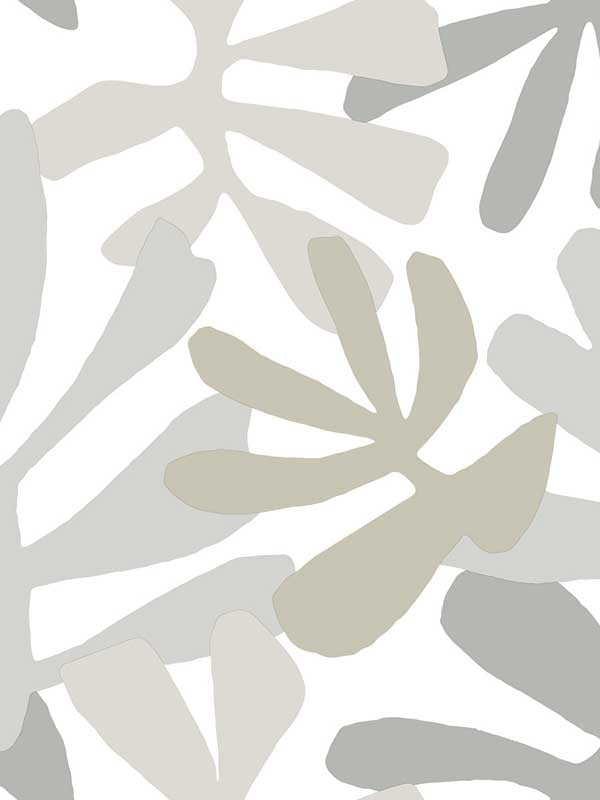 Kinetic Tropical Peel and Stick fabric in grey and beige color - pattern number PSW1244RL - by York in the Risky Business Vol III Peel and Stick Wallpaper collection