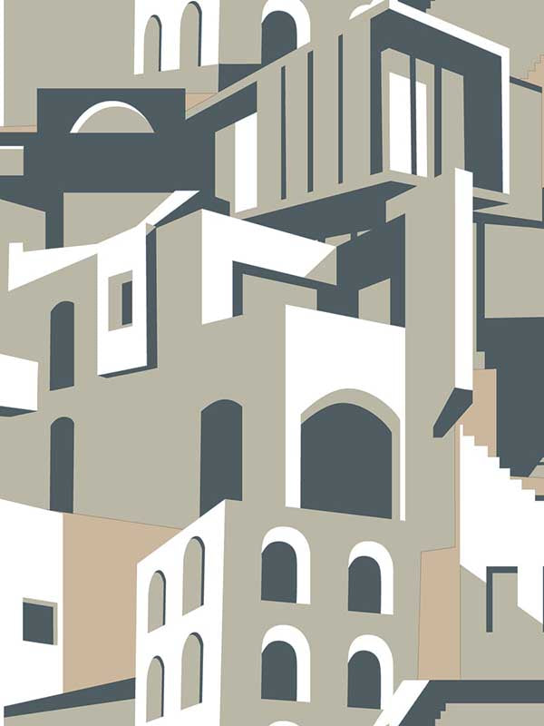 Architectural over Architectural Peel and Stick wallpaper in beige and grey color - pattern number PSW1248RL - by York in the Risky Business Vol III Peel and Stick Wallpaper collection