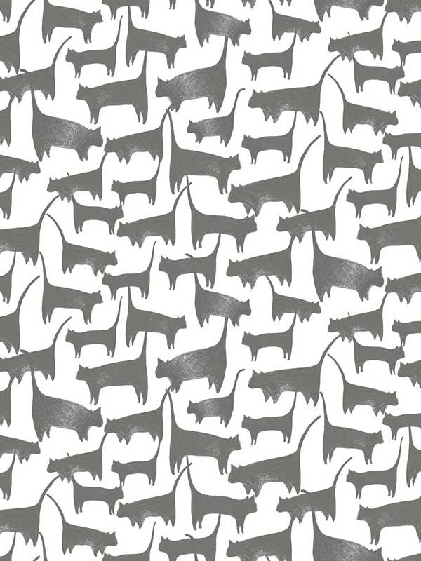 Cat Tails Peel and Stick fabric in black color - pattern number PSW1340RL - by York in the York Premium Peel and Stick Wildlife Wallpaper collection