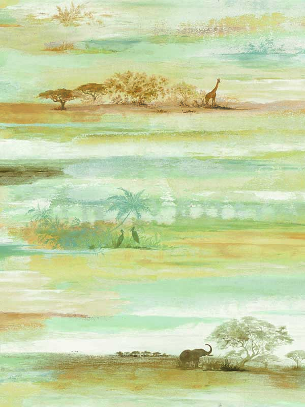 Savanna Sunset Peel and Stick fabric in beige color - pattern number PSW1348RL - by York in the York Premium Peel and Stick Wildlife Wallpaper collection