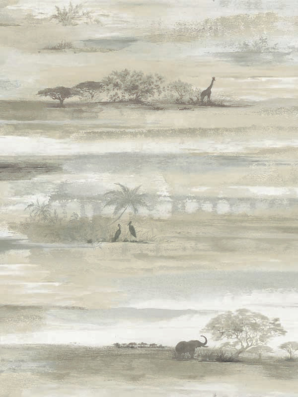 Savanna Sunset Peel and Stick fabric in brown color - pattern number PSW1349RL - by York in the York Premium Peel and Stick Wildlife Wallpaper collection