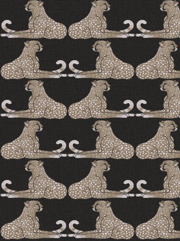 Reclining Cheetahs Peel and Stick wallpaper in black color - pattern number PSW1355RL - by York in the York Premium Peel and Stick Wildlife Wallpaper collection