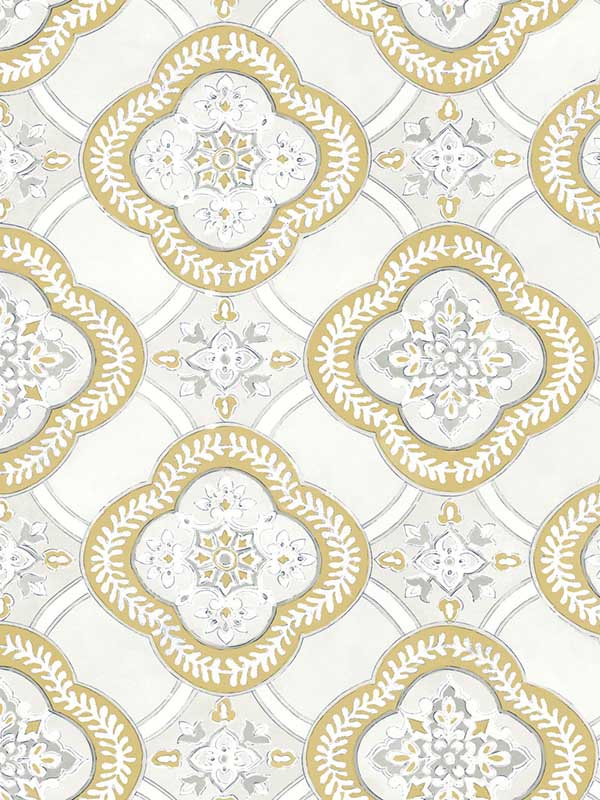 Garden Trellis wallpaper in ochre color - pattern number GO8215 - by York in the Greenhouse collection