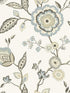 Dahlia Blooms fabric in off white and blue color - pattern number GO8234 - by York in the Greenhouse collection