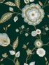 Dahlia Blooms fabric in green and blue metallic color - pattern number GO8236 - by York in the Greenhouse collection