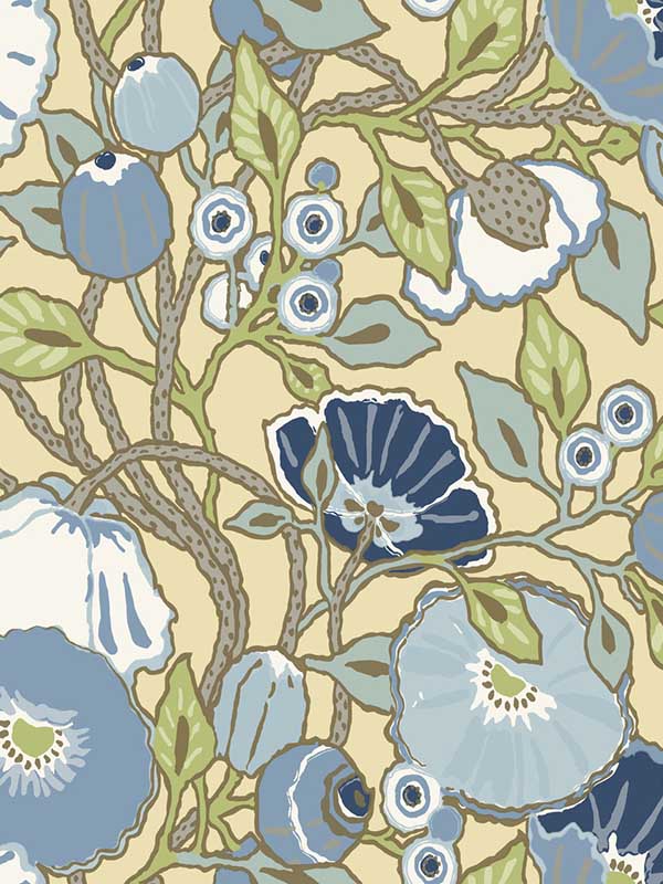 Vincent Poppies fabric in sunflower color - pattern number GO8311 - by York in the Greenhouse collection