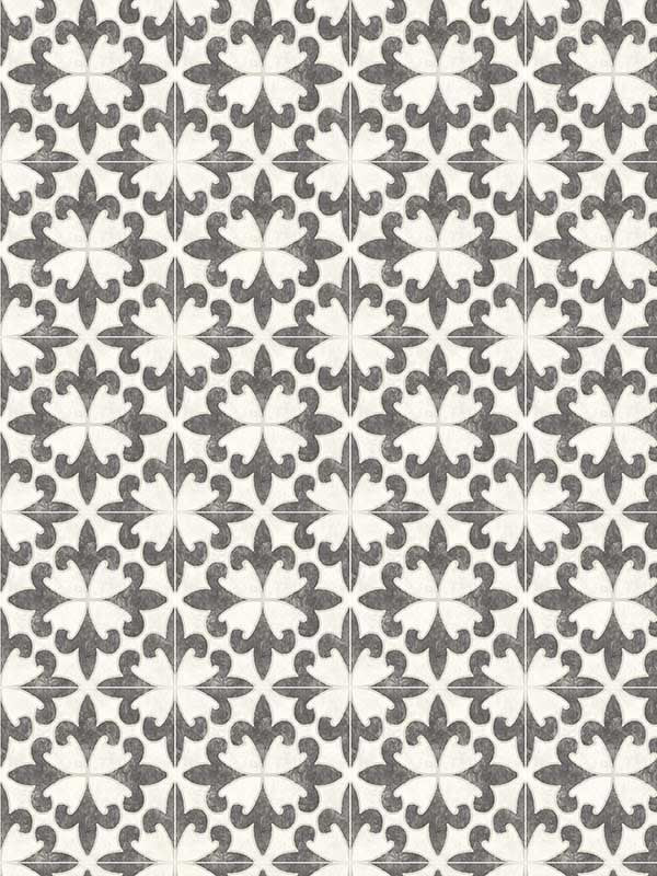 Remy Fleur Tile wallpaper in black color - pattern number 4072-70032 - by Chesapeake in the Delphine collection