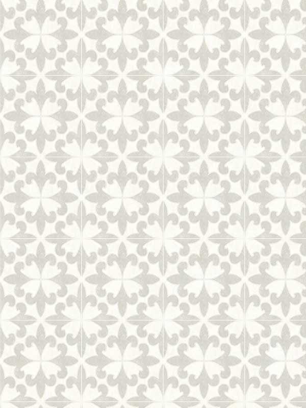 Remy Fleur Tile wallpaper in light grey color - pattern number 4072-70034 - by Chesapeake in the Delphine collection