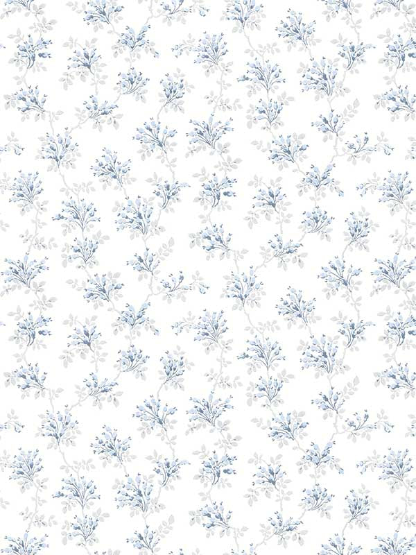 Sofiane Botanical Trail wallpaper in blue color - pattern number 4072-70039 - by Chesapeake in the Delphine collection
