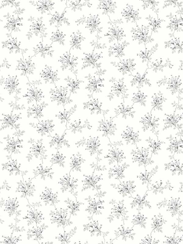 Sofiane Botanical Trail wallpaper in grey color - pattern number 4072-70040 - by Chesapeake in the Delphine collection