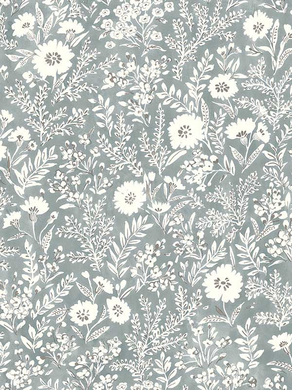 Agathon Floral fabric in blue color - pattern number 4072-70051 - by Chesapeake in the Delphine collection