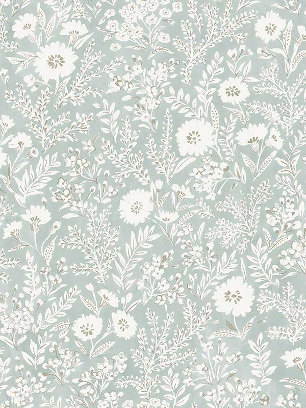 Agathon Floral fabric in seafoam color - pattern number 4072-70053 - by Chesapeake in the Delphine collection