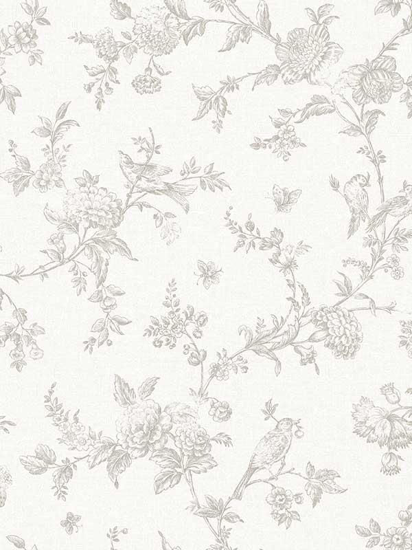 Nightingale Floral Trail wallpaper in taupe color - pattern number 4072-70063 - by Chesapeake in the Delphine collection