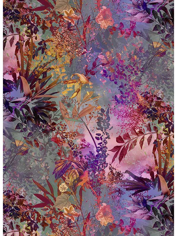 Wild Garden 4 Panel fabric in purple color - pattern number 4-211 - by Brewster in the Komar Colours collection