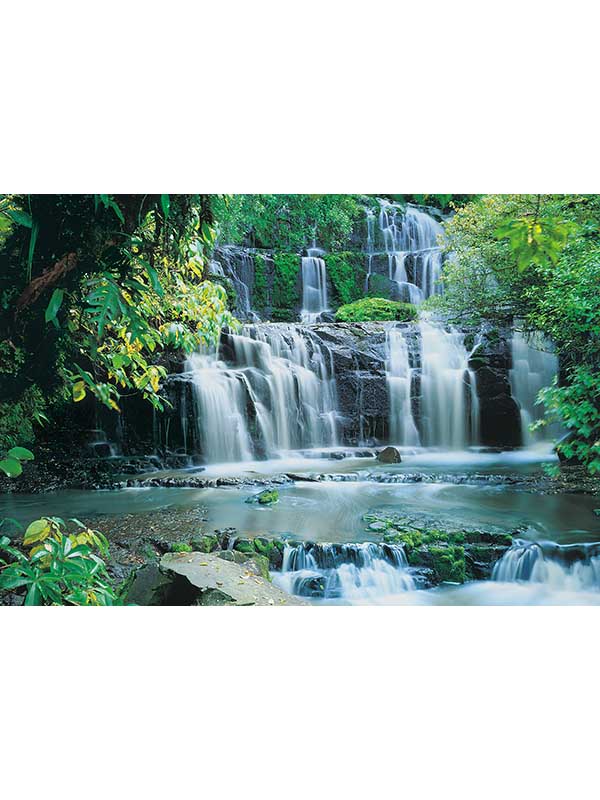 Pura Kaunui Falls 8 Panel fabric in green color - pattern number 8-256 - by Brewster in the Komar Colours collection