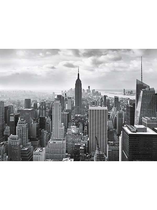 NYC 8 Panel fabric in black and white color - pattern number 8-323 - by Brewster in the Komar Colours collection