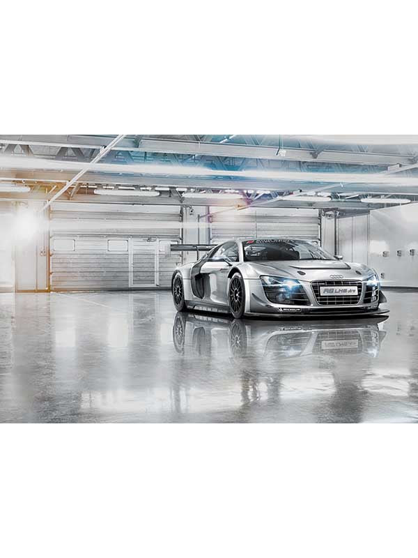Audi R8 Le Mans 8 Panel fabric in black color - pattern number 8-957 - by Brewster in the Komar Colours collection