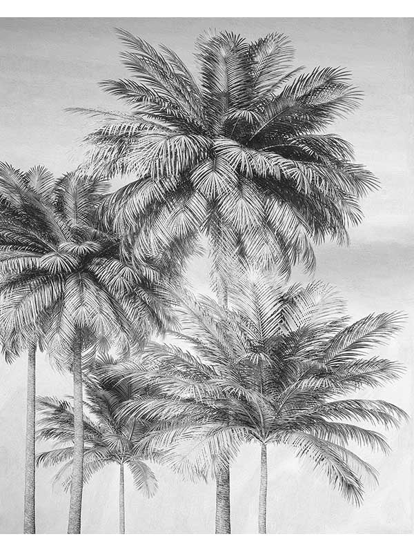 Coco 4 Panel mural in grey color - pattern number X4-1019 - by Brewster in the Komar Colours collection
