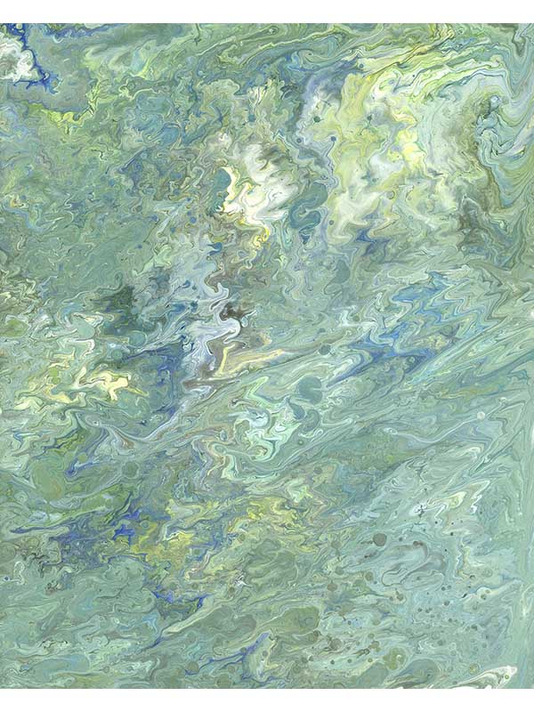 Flow Reflection 4 Panel mural in blue color - pattern number X4-1080 - by Brewster in the Komar Colours collection