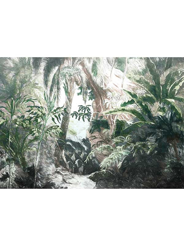 Fata Morgana 7 Panel mural in green color - pattern number X7-1069 - by Brewster in the Komar Colours collection