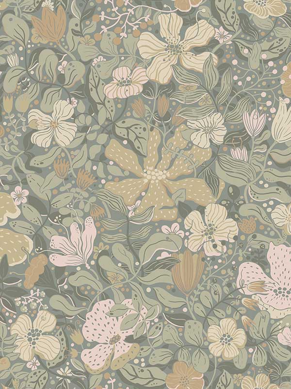 Midsommar Floral Medley fabric in grey color - pattern number 4111-63020 - by A Street Prints in the Briony collection