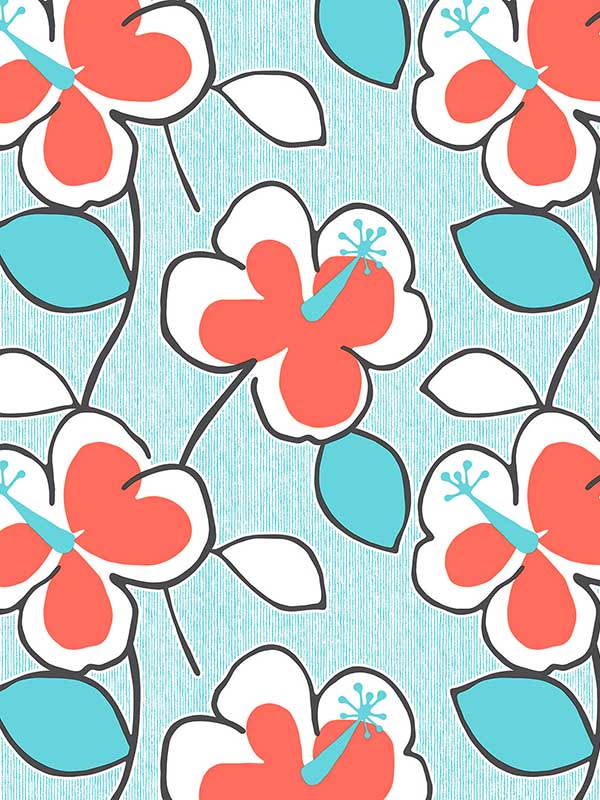 Flower Power fabric in turquoise orange color - pattern number JJ38014 - by Patton Norwall in the Rewind by James Joseph collection