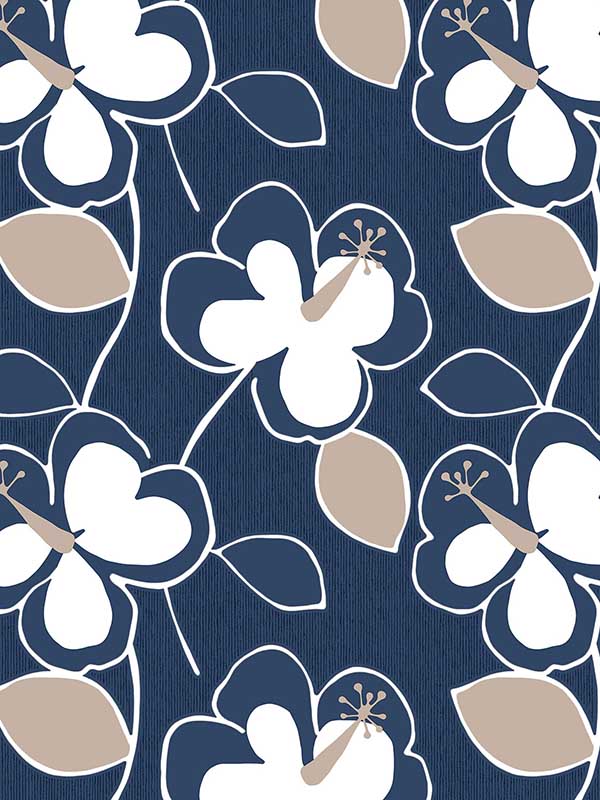 Flower Power fabric in navy taupe color - pattern number JJ38016 - by Patton Norwall in the Rewind by James Joseph collection