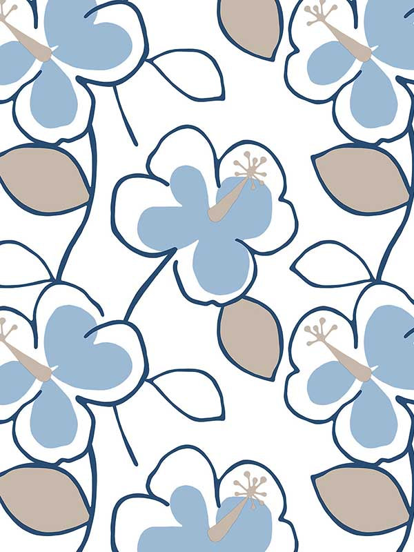 Flower Power fabric in blue navy taupe color - pattern number JJ38018 - by Patton Norwall in the Rewind by James Joseph collection