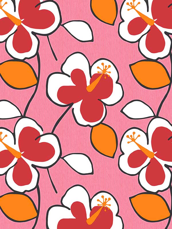 Flower Power fabric in hot pink red orange color - pattern number JJ38020 - by Patton Norwall in the Rewind by James Joseph collection