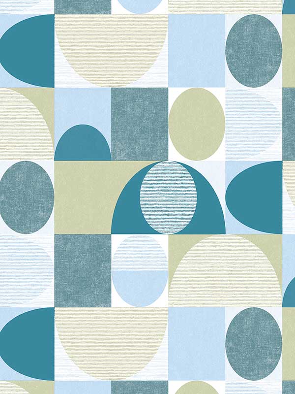 Geo Dom fabric in turquoislimblue color - pattern number JJ38022 - by Patton Norwall in the Rewind by James Joseph collection