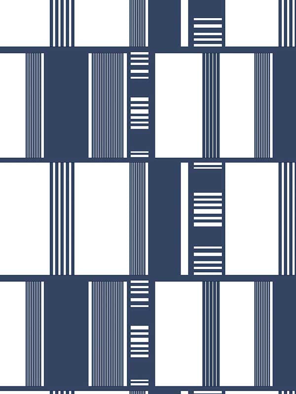 Grid Lock wallpaper in navy color - pattern number JJ38027 - by Patton Norwall in the Rewind by James Joseph collection