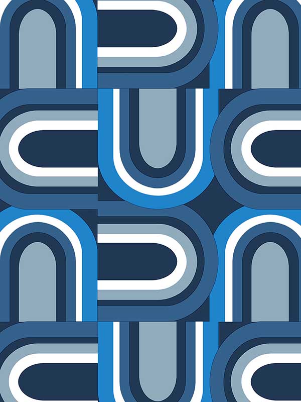 U Turn fabric in navy blues color - pattern number JJ38058 - by Patton Norwall in the Rewind by James Joseph collection