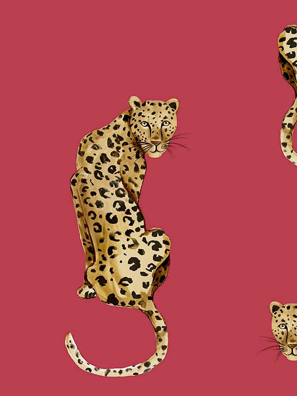 Leopard King Peel and Stick fabric in red color - pattern number DB20201 - by NextWall in the Peel and Stick Wallpaper by Daisy Bennett collection