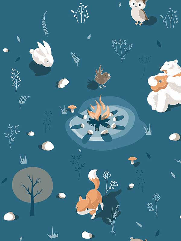 Jesper Campfire fabric in blue color - pattern number 4060-31311 - by Chesapeake in the Fable collection