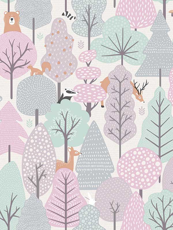 Quillen Forest fabric in pink color - pattern number 4060-51603 - by Chesapeake in the Fable collection