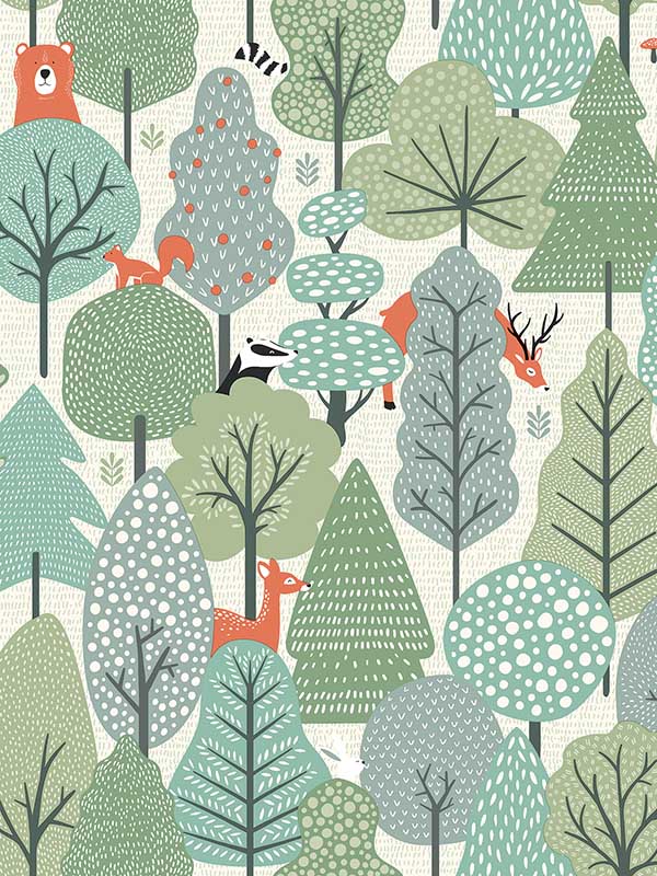 Quillen Forest fabric in green color - pattern number 4060-51604 - by Chesapeake in the Fable collection