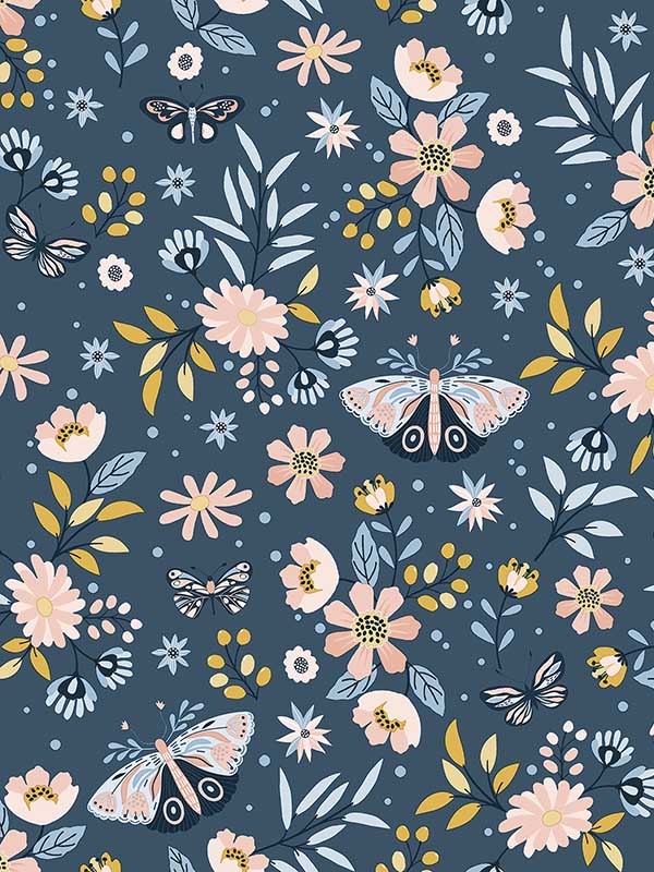 Zev Butterfly fabric in blue color - pattern number 4060-58101 - by Chesapeake in the Fable collection