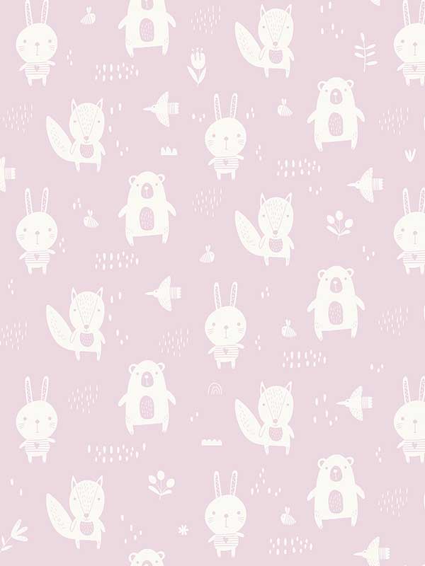 Bitsy Woodland fabric in pink color - pattern number 4060-91303 - by Chesapeake in the Fable collection