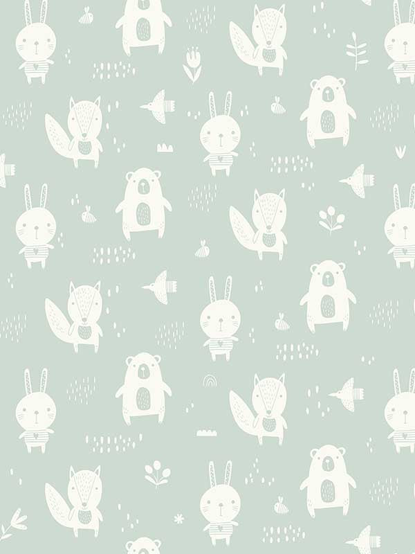 Bitsy Woodland fabric in mint color - pattern number 4060-91304 - by Chesapeake in the Fable collection