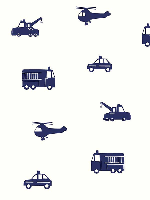 Briony Vehicles fabric in navy color - pattern number 4060-137321 - by Chesapeake in the Fable collection
